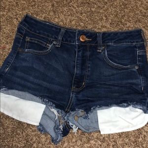Dark denim hi rise shorts
